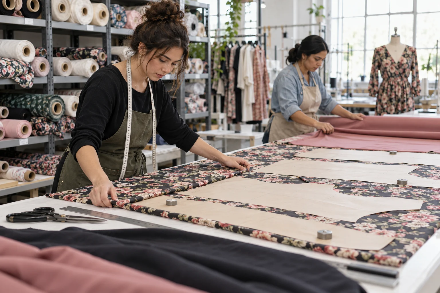 Fabric and patterns prepared for cutting